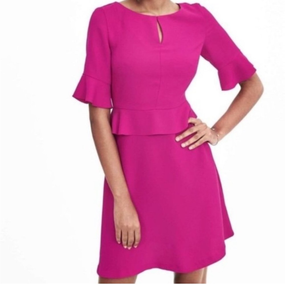Banana Republic Fuchsia Pink Dress with Peplum Waist